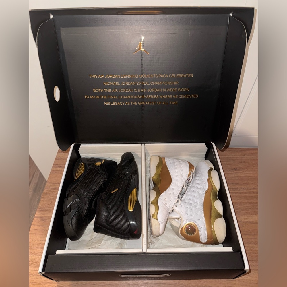 Jordan Men’s Black and White Sneakers with Gold Accents